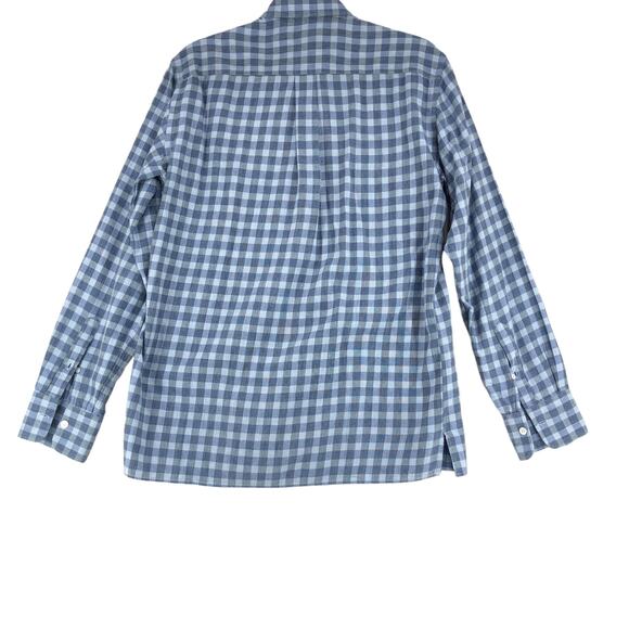 Canali Mens Size M Shirt Casual Button Front Gingham Cotton Blue Gray - Picture 7 of 16